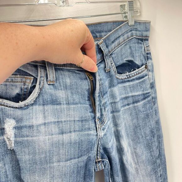 Current Elliott Womens Skinny Jeans Distressed Stretch Ripped Mid Rise Blue 27 - Picture 8 of 11